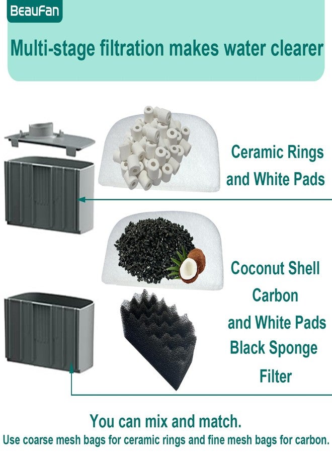 beaufan 24 Sets Aquarium Replacement Media Maintenance Kit Compatible with Fluval 106 & 107 Canister Filters, Including Bio Sponge Filters, Activated Carbons, Ceramic Rings, Mesh Bags, Filter Pads - Image 5